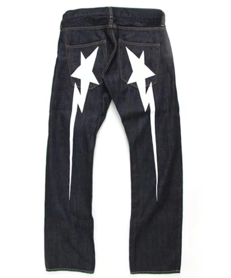 y2k baggy jeans women Retro Harajuku 2023 new lightning pattern printed jeans men's and women's street wear wide leg loose jeans