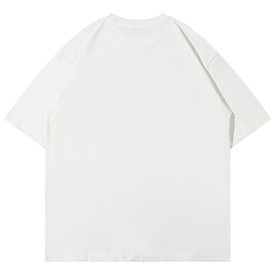 Men Oversized T Shirt Star Splicing Harajuku Streetwear Tshirts Man 2023 Fashion Casual Loose Cotton Hip Hop Y2K T-shirt Tops