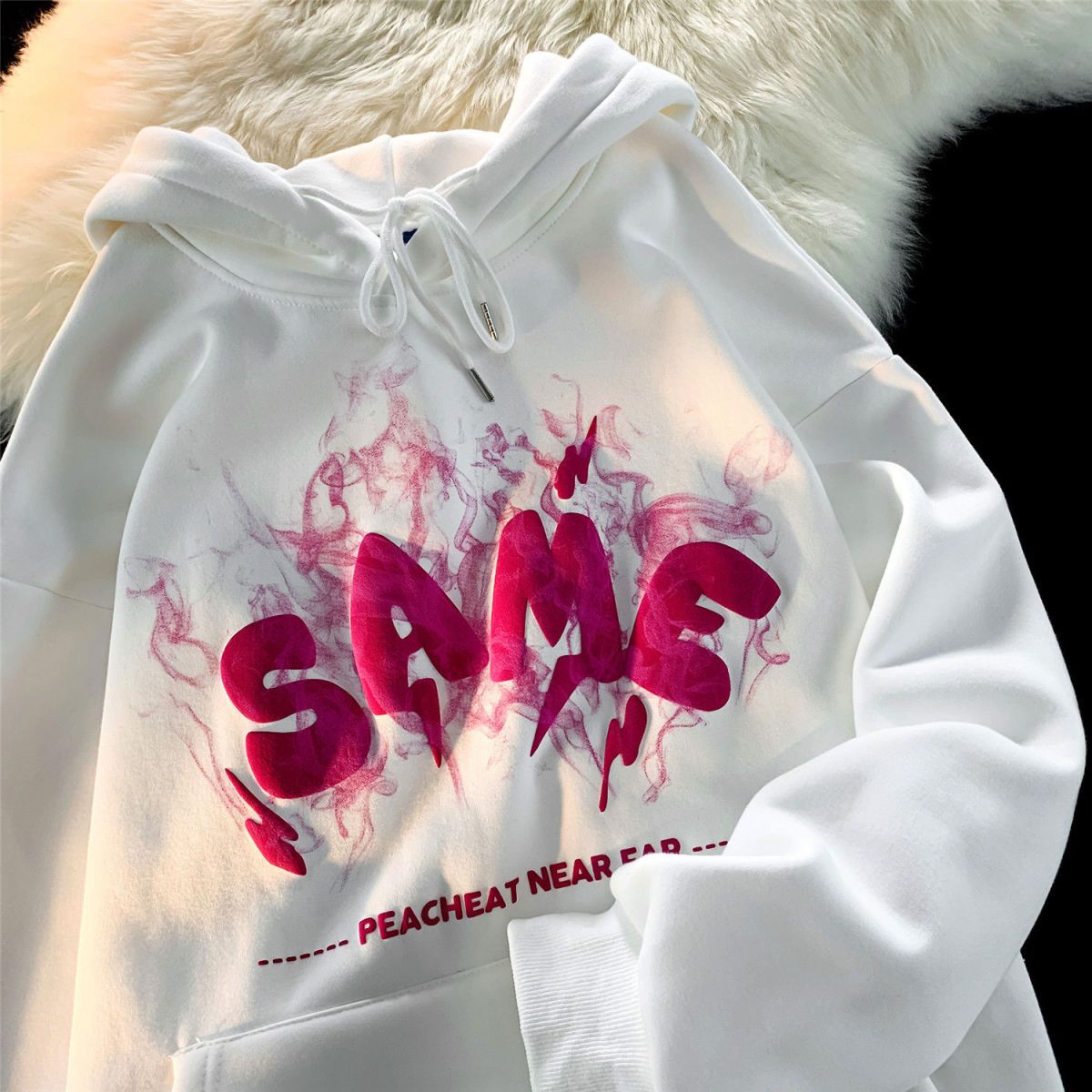 Hiphop horn sweater women autumn and winter loose tide ins lazy wind bf plus velvet thick design sense niche jacket hoodie bape