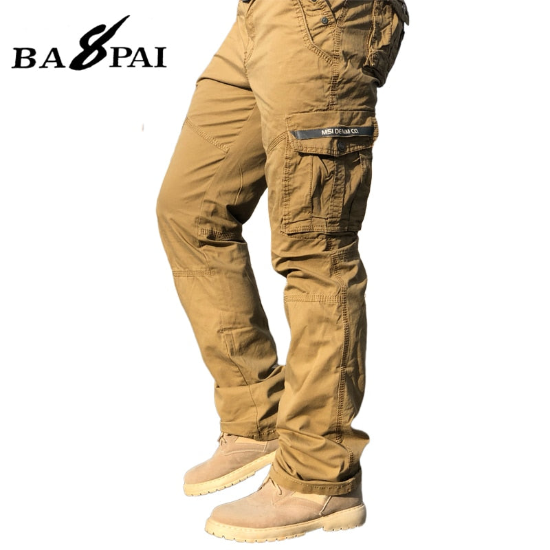 BAPAI Men's Fashion Work Pants Outdoor Wear-resistant Mountaineering Trousers Work Clothes Street Fashion Cargo Pants