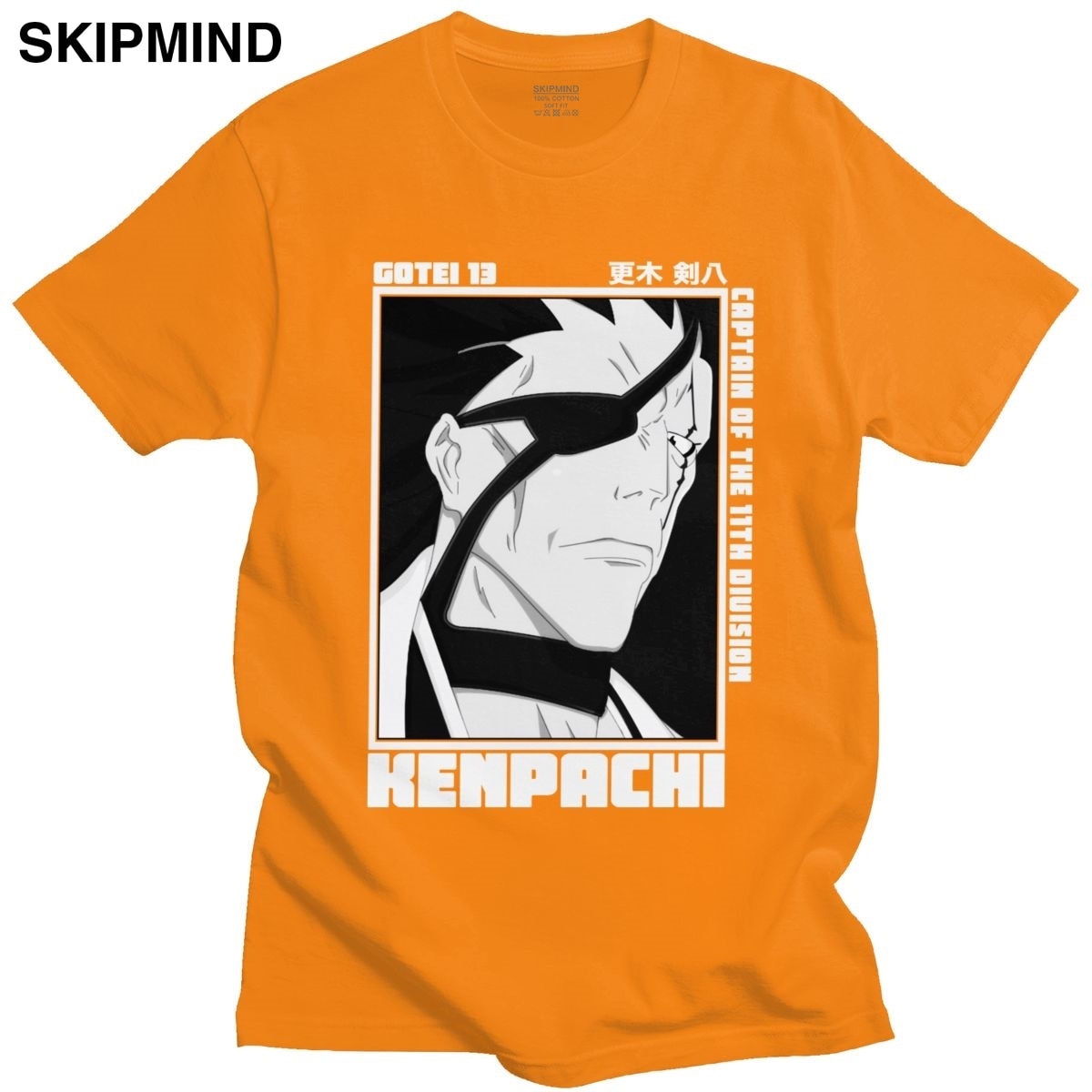 Trendy Mens Anime Manga Kenpachi Zaraki T-Shirt Short Sleeve Round-neck Cotton Tshirt Graphic Bleach Tee Shirt Slim Fit Clothes