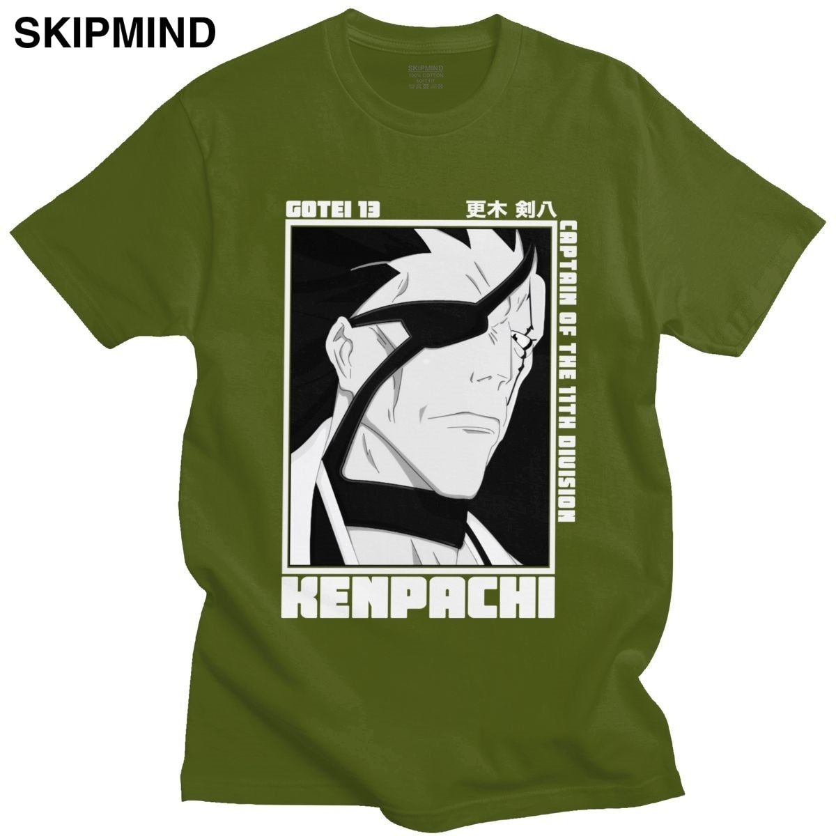 Trendy Mens Anime Manga Kenpachi Zaraki T-Shirt Short Sleeve Round-neck Cotton Tshirt Graphic Bleach Tee Shirt Slim Fit Clothes