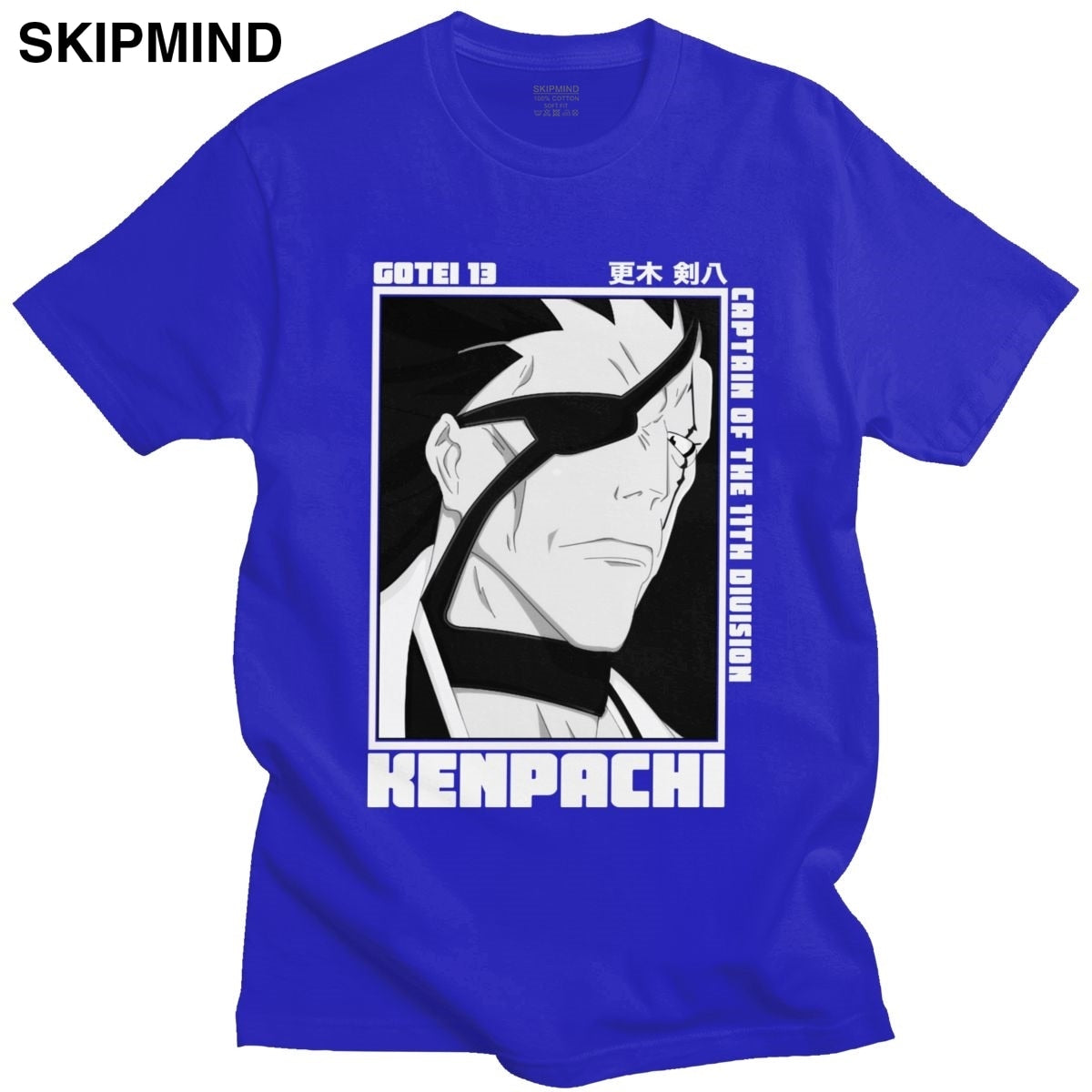 Trendy Mens Anime Manga Kenpachi Zaraki T-Shirt Short Sleeve Round-neck Cotton Tshirt Graphic Bleach Tee Shirt Slim Fit Clothes