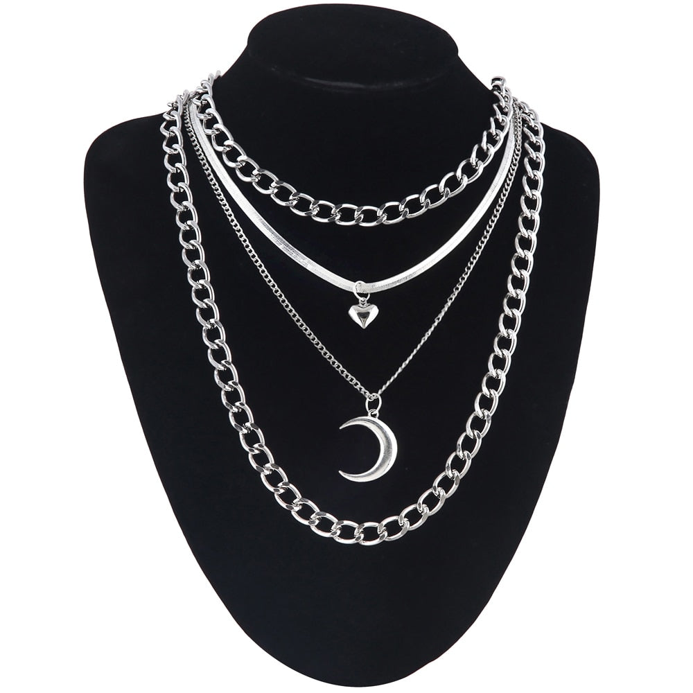 Layered Chain Necklace Cool Lock Goth Accessories Grunge Style Fairy Core Choker 2000s Aesthetic Y2k E Girl Jewelry