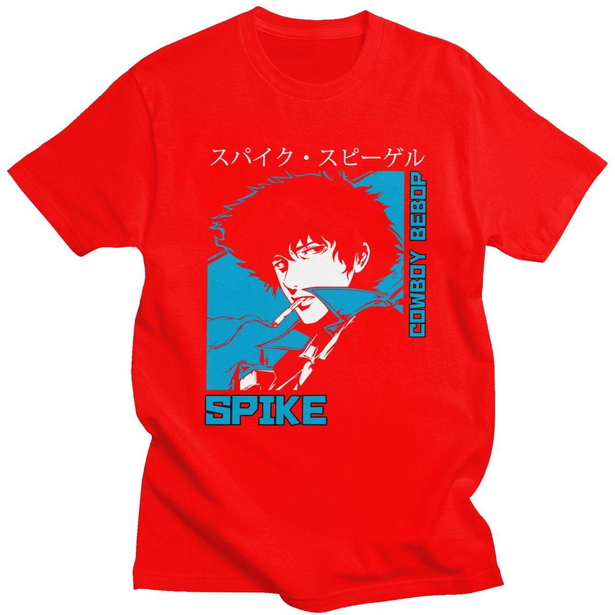 Classic 90s Anime Cowboy Bebop T-shirt Men  Short Sleeve Spike Spiegel Graphic T Shirt Pure Cotton Manga Tee Tops Clothing Gift