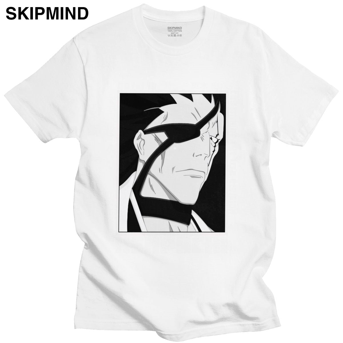 Trendy Mens Anime Manga Kenpachi Zaraki T-Shirt Short Sleeve Round-neck Cotton Tshirt Graphic Bleach Tee Shirt Slim Fit Clothes