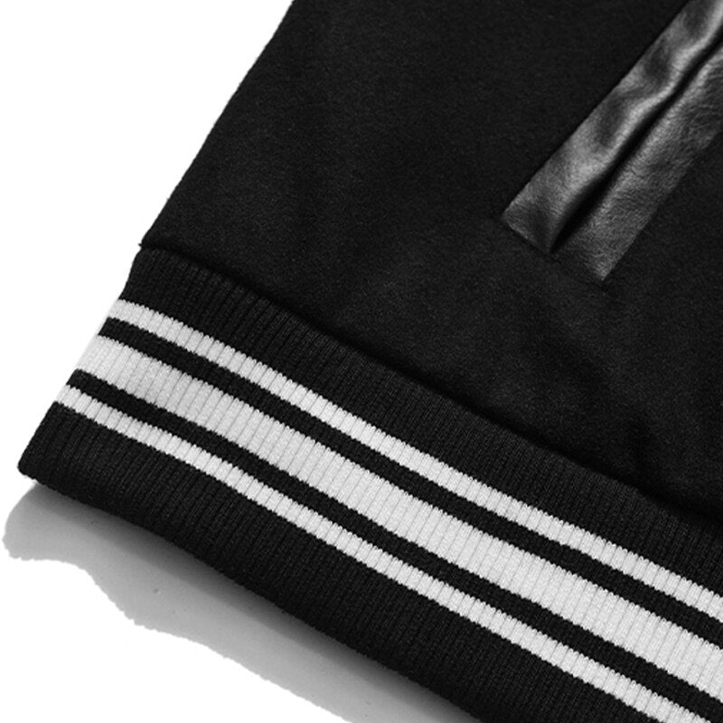 Men Varsity Bomber Jacket Harajuku Korea Bone Letter Patchwork Hip Hop Streetwear Single Bbreasted Baseball Coats Unisex College