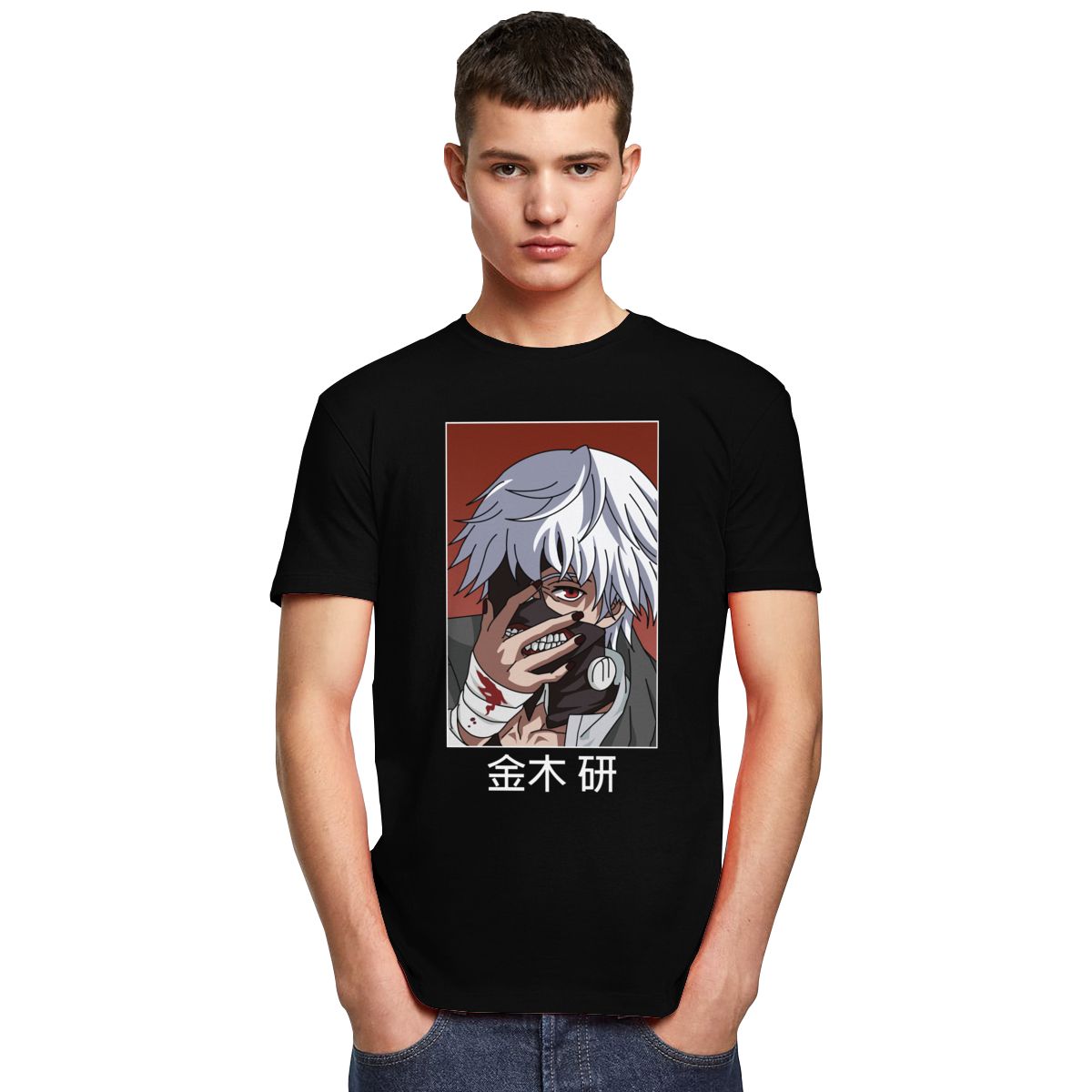 Tokyo Ghoul Ken Kaneki T Shirt for Men Pre-shrunk Cotton Graphic T-shirt O-neck Short Sleeve Japanese Anime Manga Tee Clothing