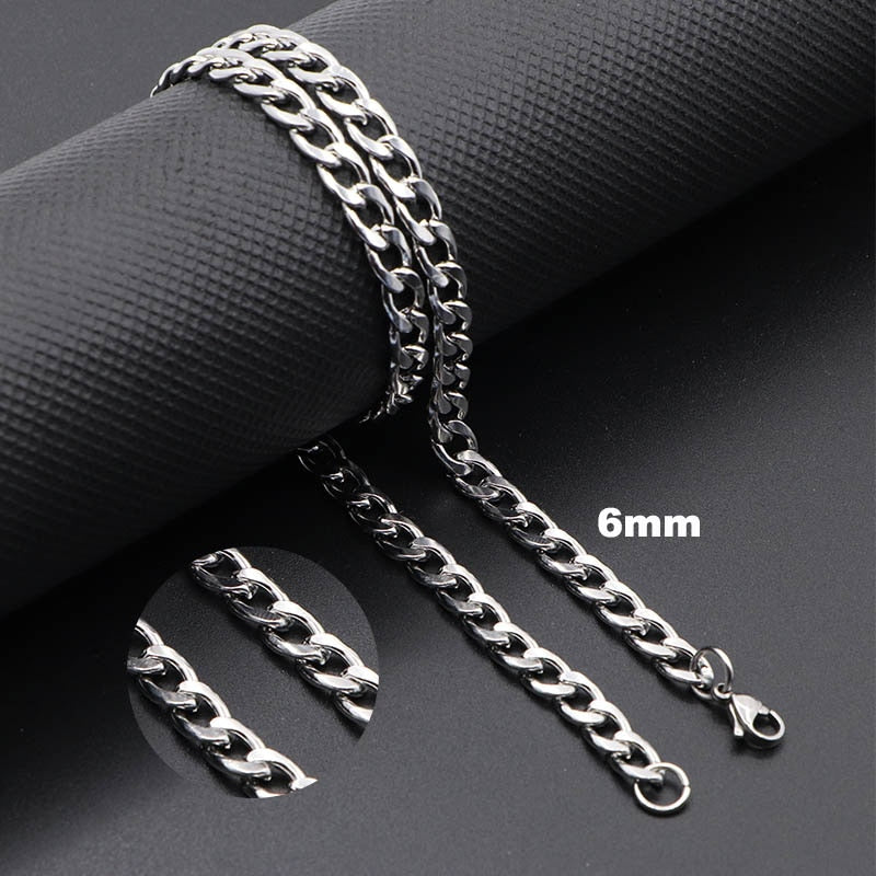 Women Men's Necklace Stainless Steel Curb Cuban Link NK Chain Steel Color Basic Punk Male Choker Jewelry Gifts Free Shipping