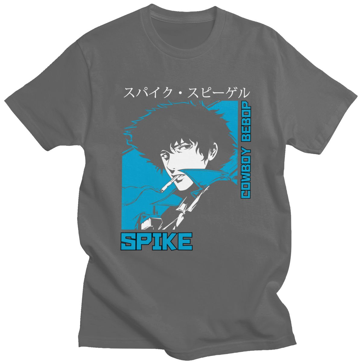 Classic 90s Anime Cowboy Bebop T-shirt Men  Short Sleeve Spike Spiegel Graphic T Shirt Pure Cotton Manga Tee Tops Clothing Gift