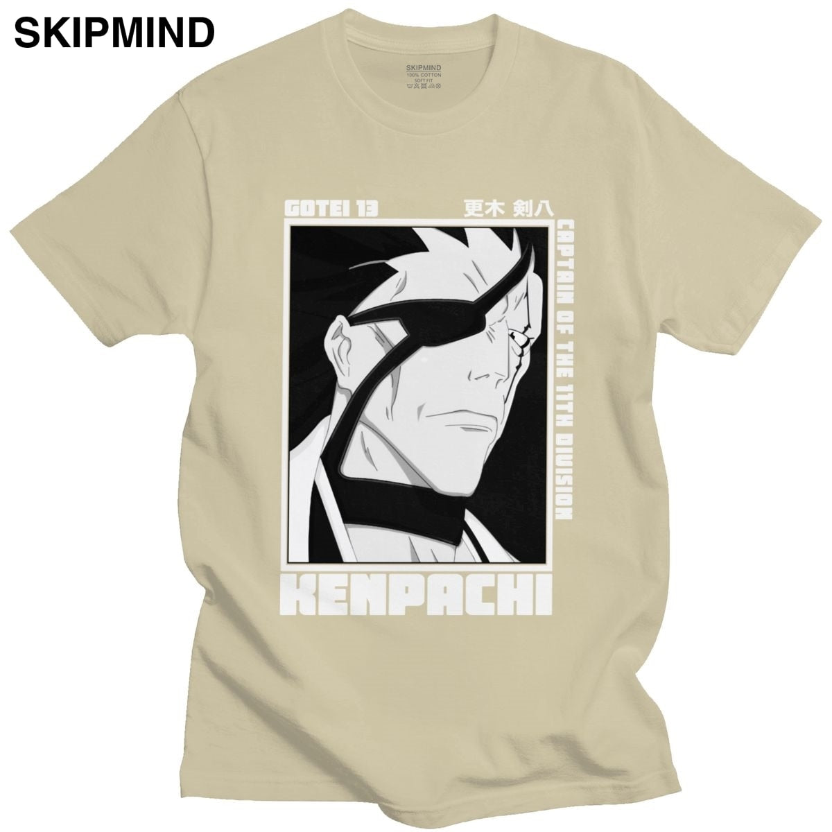 Trendy Mens Anime Manga Kenpachi Zaraki T-Shirt Short Sleeve Round-neck Cotton Tshirt Graphic Bleach Tee Shirt Slim Fit Clothes