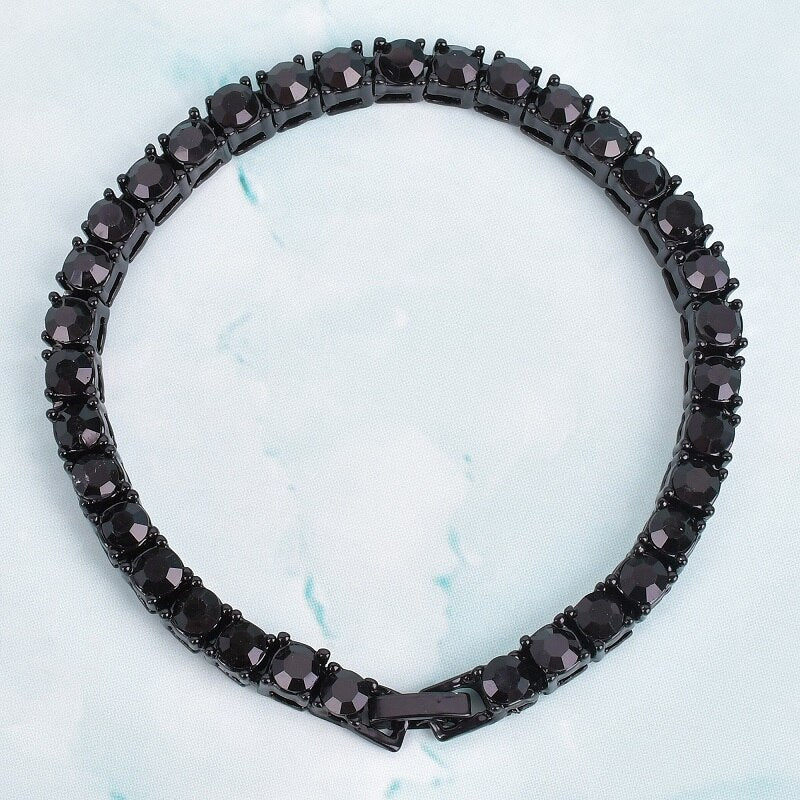 4mm Tin Alloy Gold Color Iced Bracelet Men's Hip Hop Tennis Chain Street Rock Jewelry
