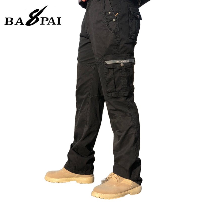 BAPAI Men's Fashion Work Pants Outdoor Wear-resistant Mountaineering Trousers Work Clothes Street Fashion Cargo Pants