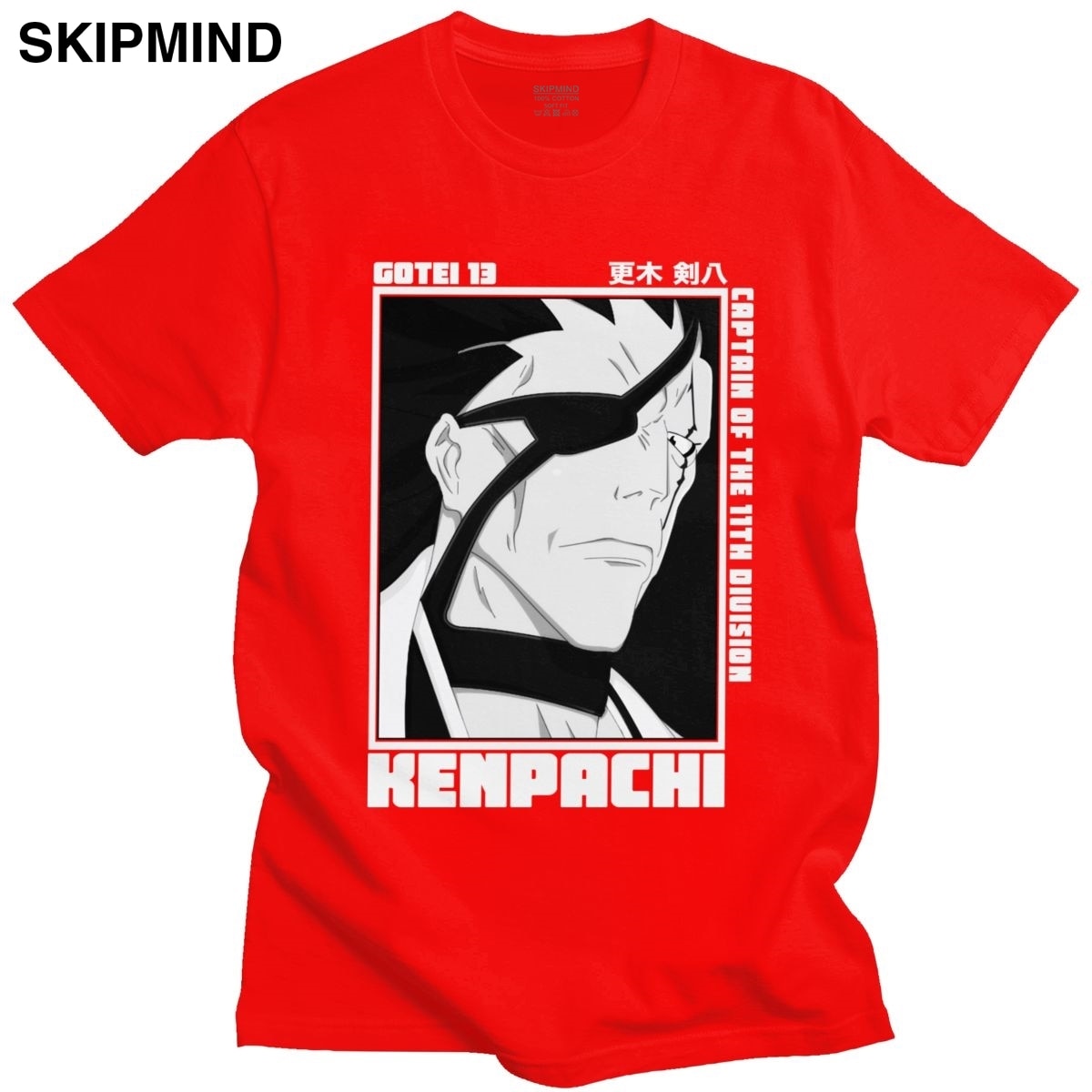 Trendy Mens Anime Manga Kenpachi Zaraki T-Shirt Short Sleeve Round-neck Cotton Tshirt Graphic Bleach Tee Shirt Slim Fit Clothes
