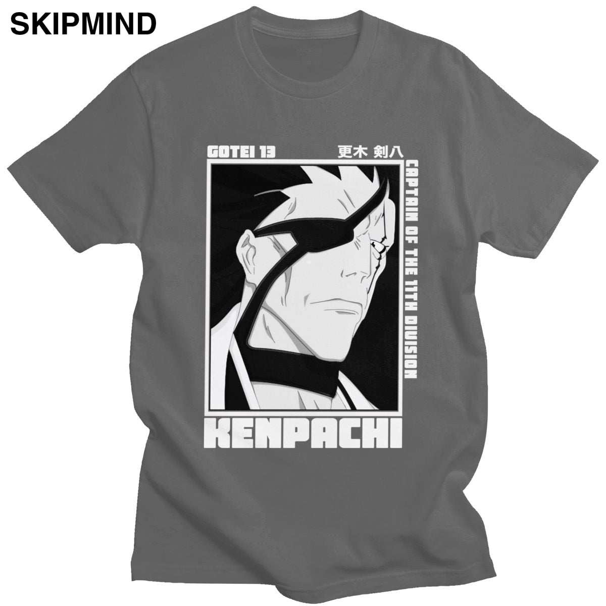 Trendy Mens Anime Manga Kenpachi Zaraki T-Shirt Short Sleeve Round-neck Cotton Tshirt Graphic Bleach Tee Shirt Slim Fit Clothes