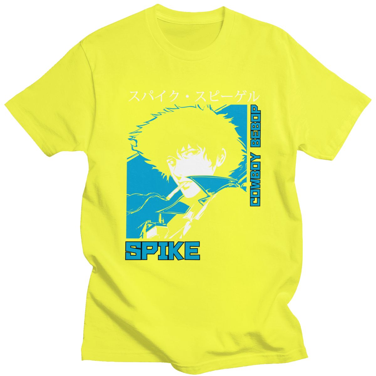 Classic 90s Anime Cowboy Bebop T-shirt Men  Short Sleeve Spike Spiegel Graphic T Shirt Pure Cotton Manga Tee Tops Clothing Gift