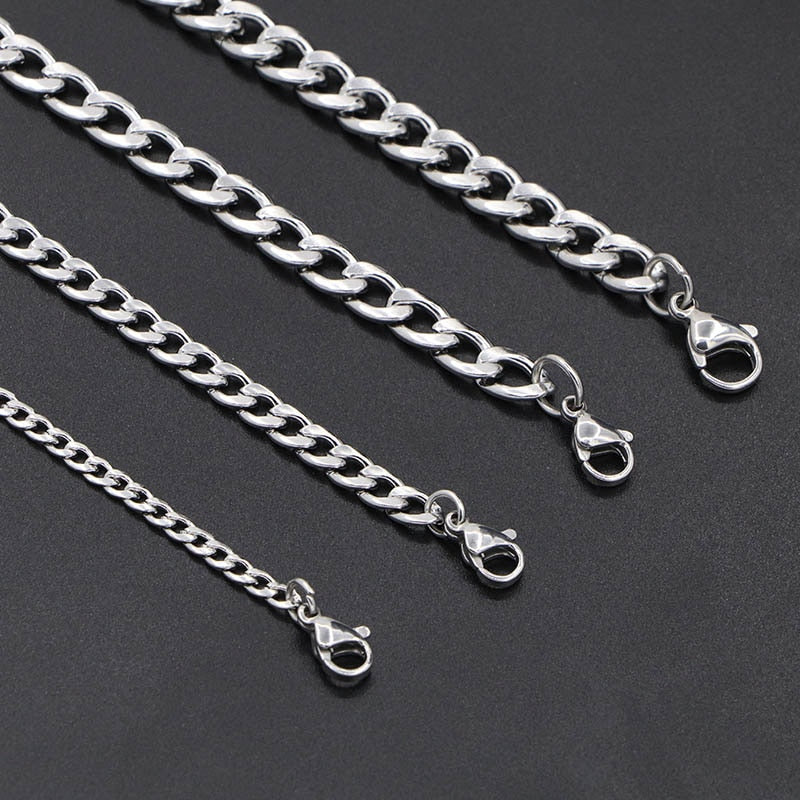Women Men's Necklace Stainless Steel Curb Cuban Link NK Chain Steel Color Basic Punk Male Choker Jewelry Gifts Free Shipping