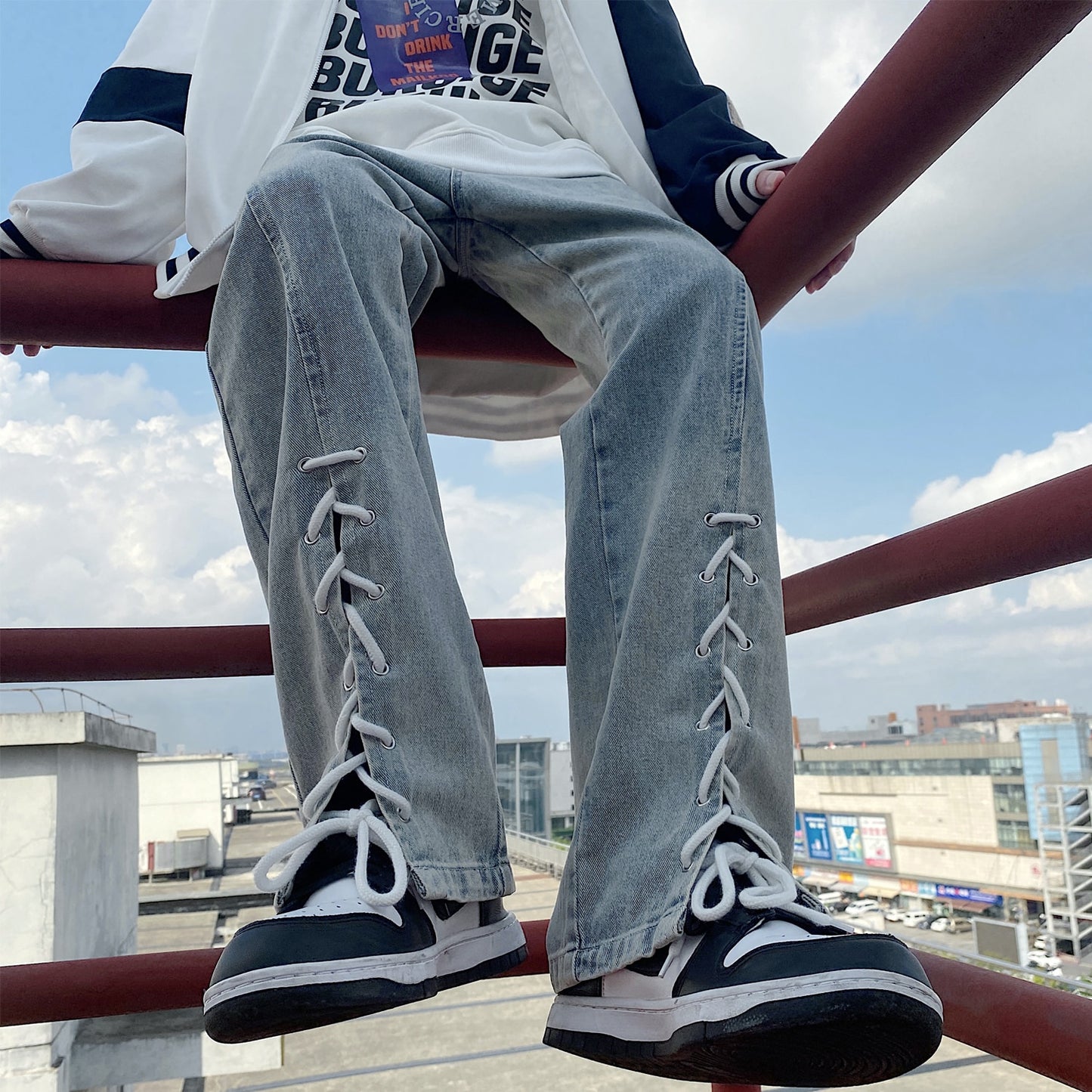 LAPPSTER Men Skeleton Oversized Black Jeans Pants 2023 Denim Mens Streetwear Hip Hop Harem Pants High Wasit Denim Pants Overalls