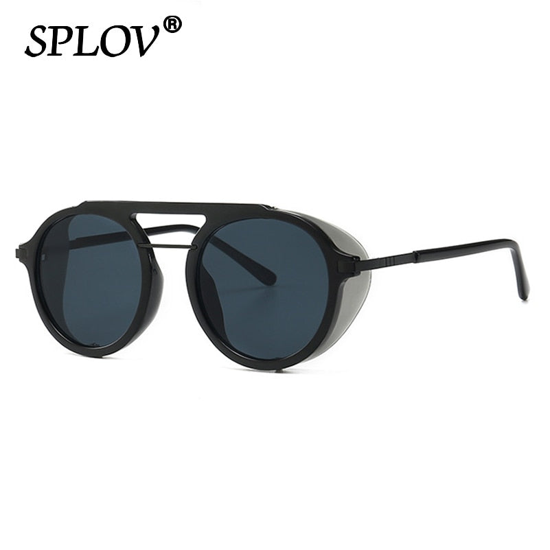 Retro Round Steampunk Sunglasses Men Women Brand Designer Vintage Wrap Shades Double Beam Eyewear Street Fashion Oculos de sol