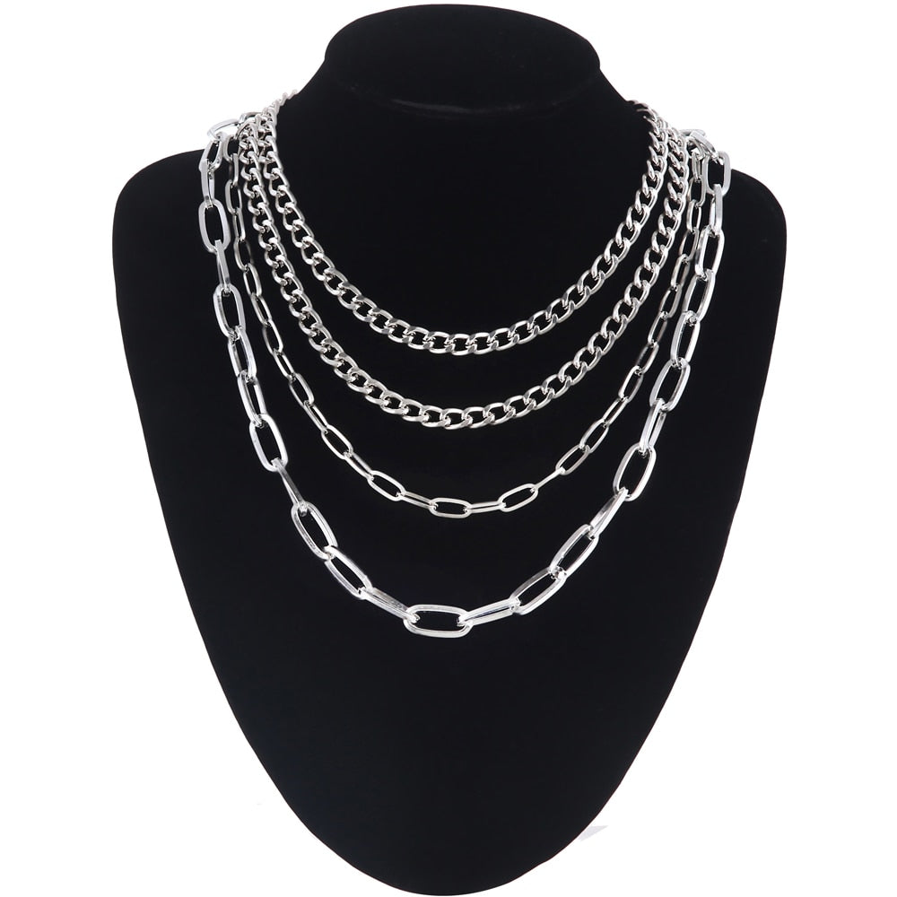 Layered Chain Necklace Cool Lock Goth Accessories Grunge Style Fairy Core Choker 2000s Aesthetic Y2k E Girl Jewelry