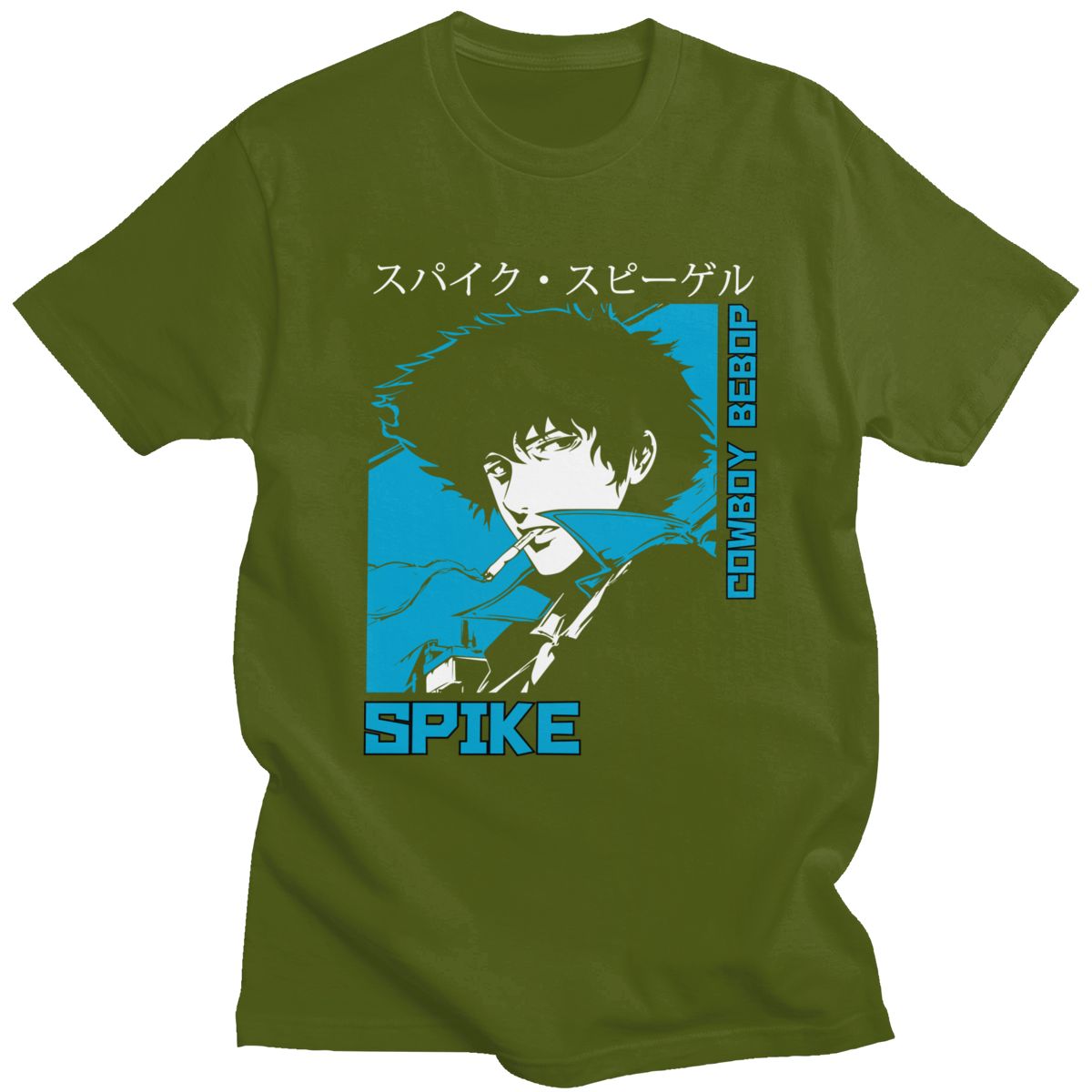 Classic 90s Anime Cowboy Bebop T-shirt Men  Short Sleeve Spike Spiegel Graphic T Shirt Pure Cotton Manga Tee Tops Clothing Gift