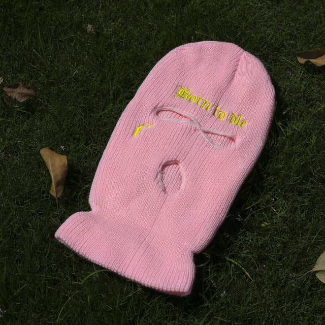 NOT NICE Embroidery Three-hole Balaclava Knit Hat Army Tactical CS Winter Ski Riding Mask Beanie Prom Party Mask Warm Mask