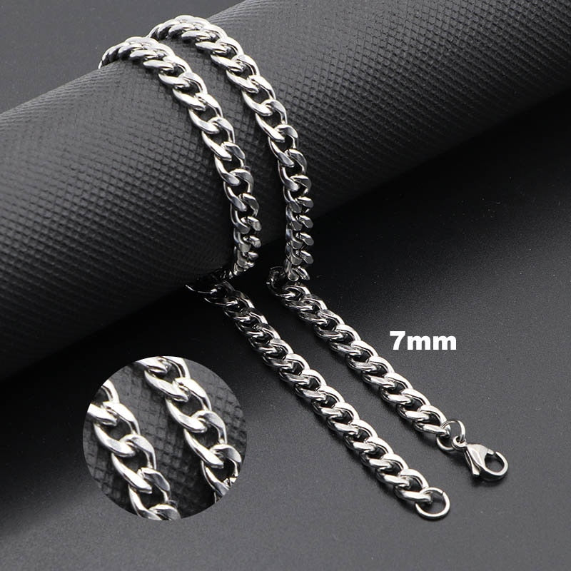 Women Men's Necklace Stainless Steel Curb Cuban Link NK Chain Steel Color Basic Punk Male Choker Jewelry Gifts Free Shipping