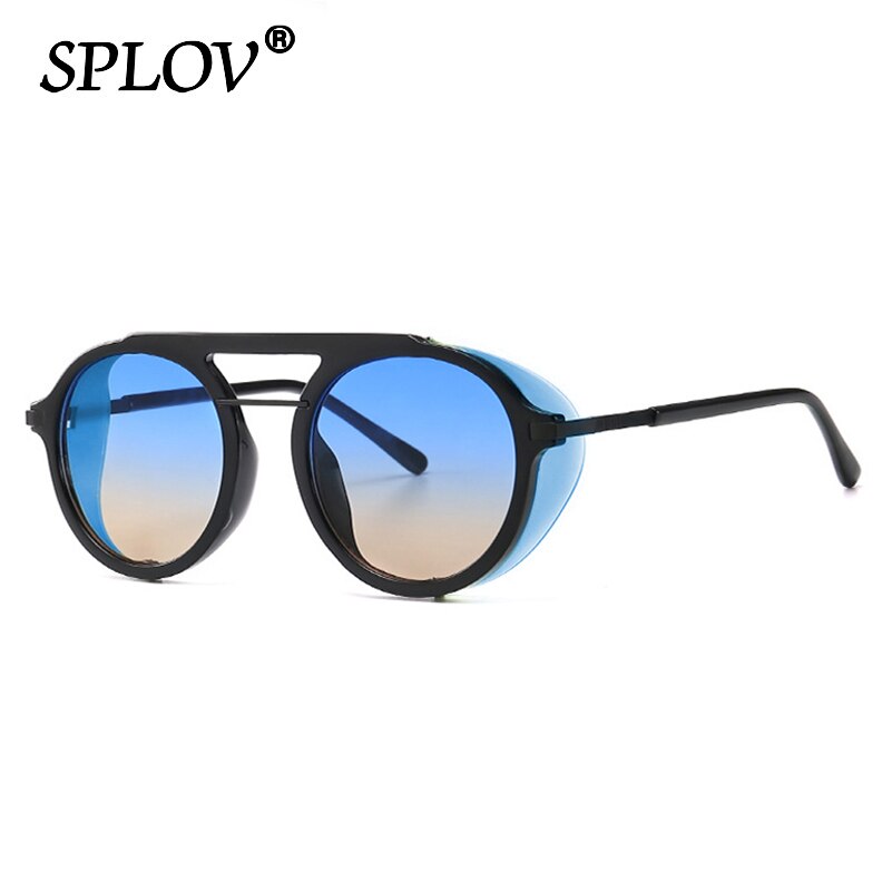 Retro Round Steampunk Sunglasses Men Women Brand Designer Vintage Wrap Shades Double Beam Eyewear Street Fashion Oculos de sol