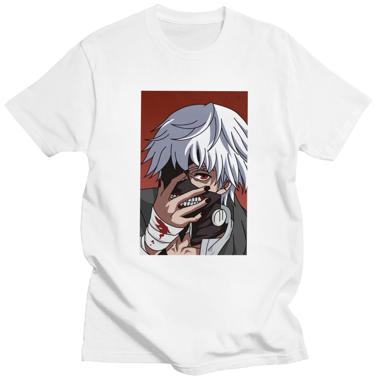 Tokyo Ghoul Ken Kaneki T Shirt for Men Pre-shrunk Cotton Graphic T-shirt O-neck Short Sleeve Japanese Anime Manga Tee Clothing