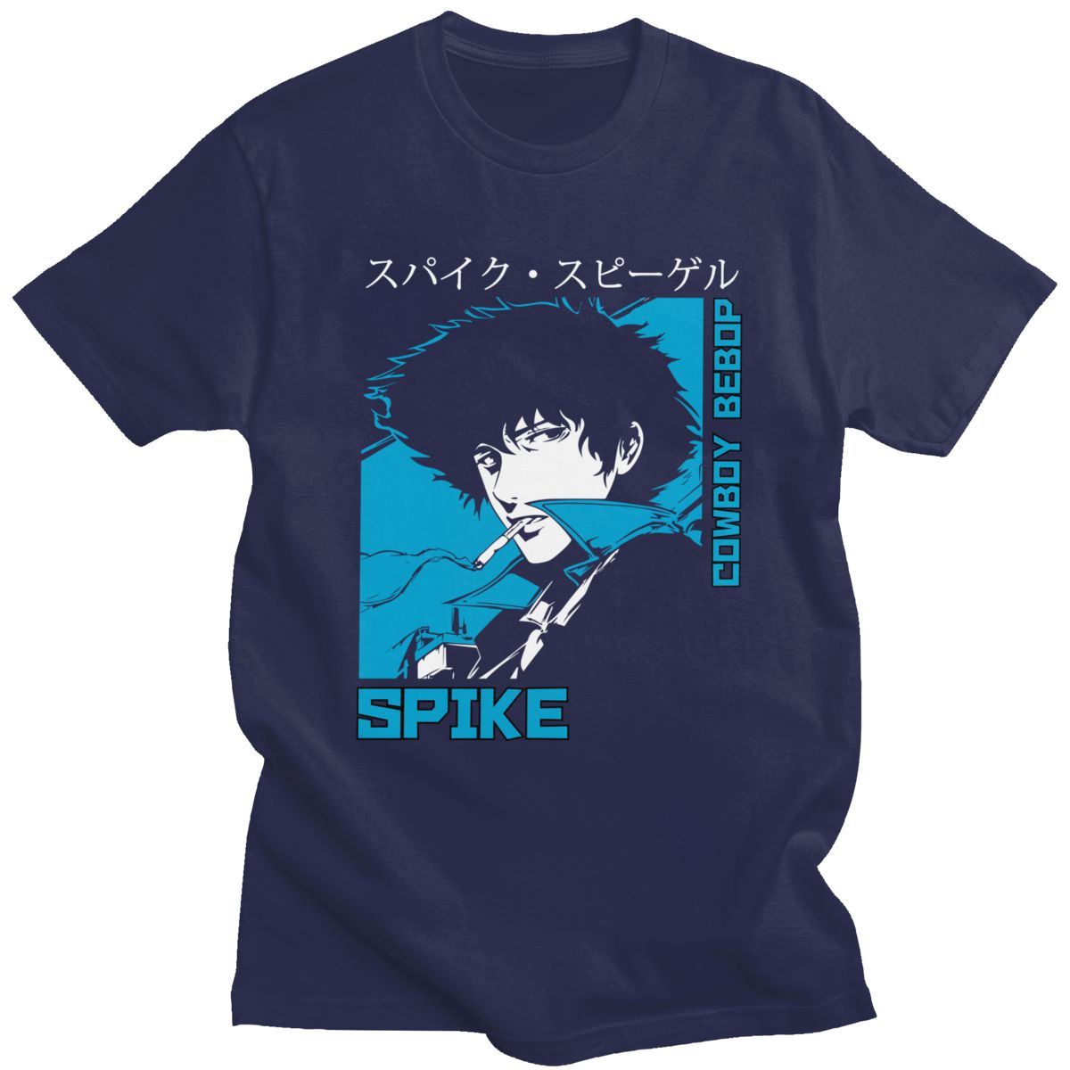 Classic 90s Anime Cowboy Bebop T-shirt Men  Short Sleeve Spike Spiegel Graphic T Shirt Pure Cotton Manga Tee Tops Clothing Gift