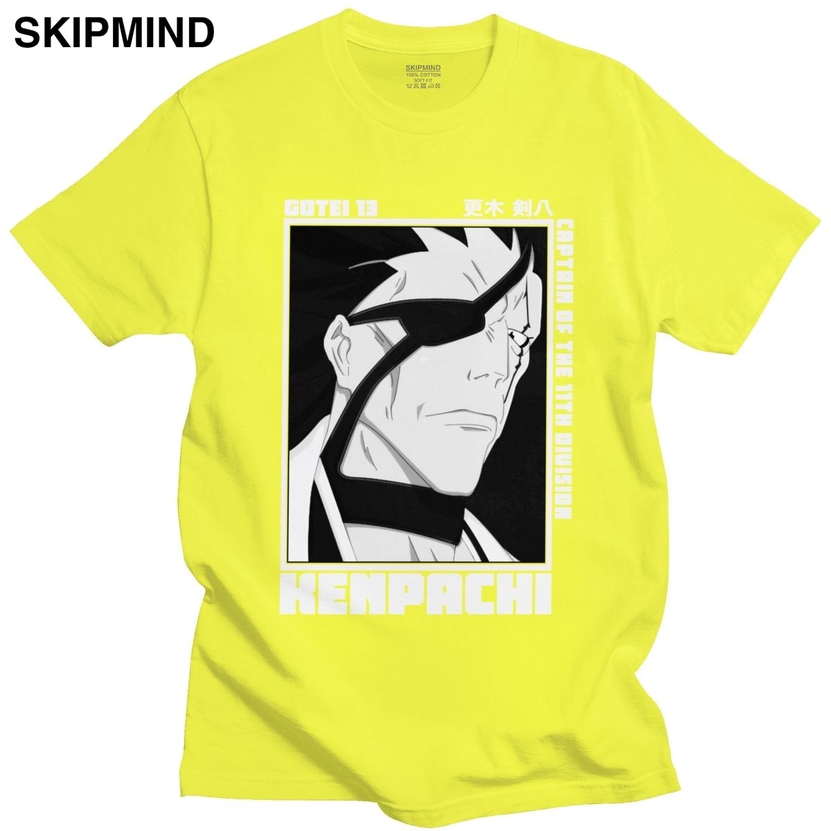 Trendy Mens Anime Manga Kenpachi Zaraki T-Shirt Short Sleeve Round-neck Cotton Tshirt Graphic Bleach Tee Shirt Slim Fit Clothes