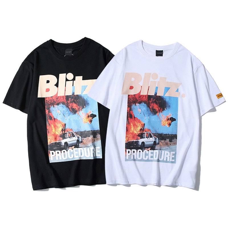 Aolamegs T Shirt Men Accident Printed Men's Tee Shirts Short Sleeve T Shirt Fashion High Street Tees Hip Hop Streetwear Clothing