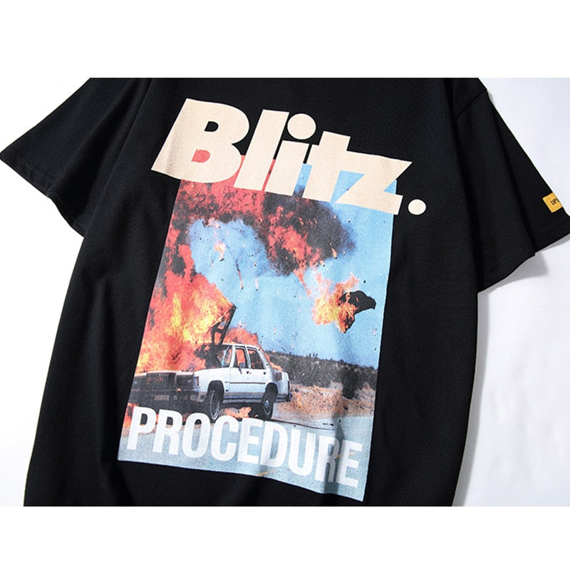 Aolamegs T Shirt Men Accident Printed Men's Tee Shirts Short Sleeve T Shirt Fashion High Street Tees Hip Hop Streetwear Clothing