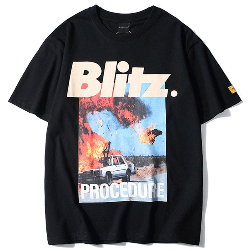 Aolamegs T Shirt Men Accident Printed Men's Tee Shirts Short Sleeve T Shirt Fashion High Street Tees Hip Hop Streetwear Clothing