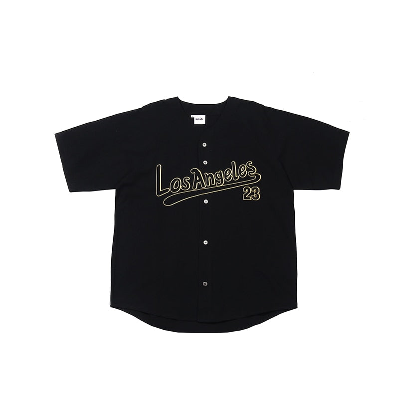 Men Baseball Tee Shirts New Fashion Letter Printed Single Breasted Hip Hop T Shirt Skateboard High Street Couple Tees Streetwear