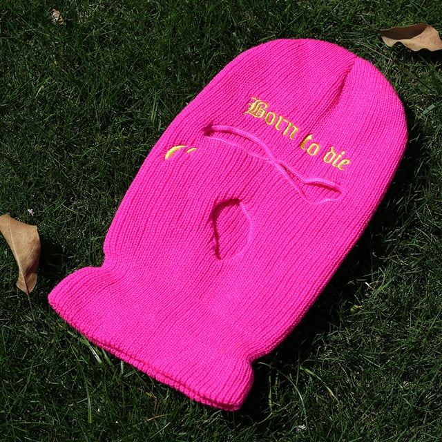 NOT NICE Embroidery Three-hole Balaclava Knit Hat Army Tactical CS Winter Ski Riding Mask Beanie Prom Party Mask Warm Mask