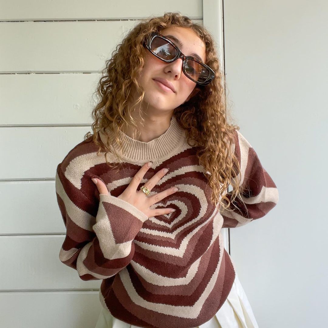 Y2K Knitted Sweater Aesthetics Heart Striped Pullovers Sweater Girls Sweet Long Sleeve Turtleneck Jumper Autumn Streetwear