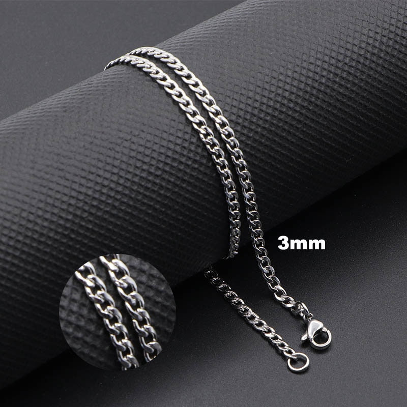 Women Men's Necklace Stainless Steel Curb Cuban Link NK Chain Steel Color Basic Punk Male Choker Jewelry Gifts Free Shipping