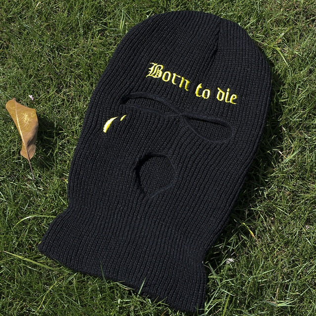 NOT NICE Embroidery Three-hole Balaclava Knit Hat Army Tactical CS Winter Ski Riding Mask Beanie Prom Party Mask Warm Mask