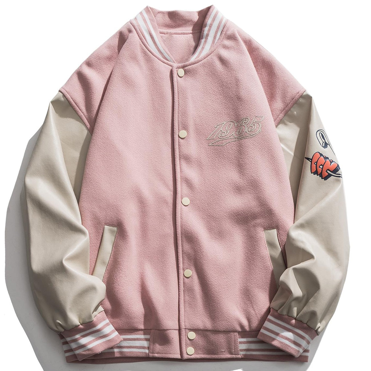 LACIBLE Streetwear Love Pattern Baseball Jacket Men Tops Hip Hop Patchwork Letter Print Varsity Jacket Women Outwear Autumn Coat