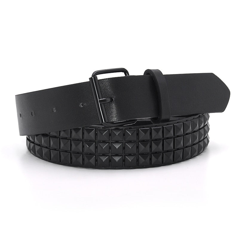GAOKE Hollow Bullet Decoration Belt Fashion Ladies Leather Studded Gift Man's Goth Rock Wild Adjustable Women Punk Black Belt