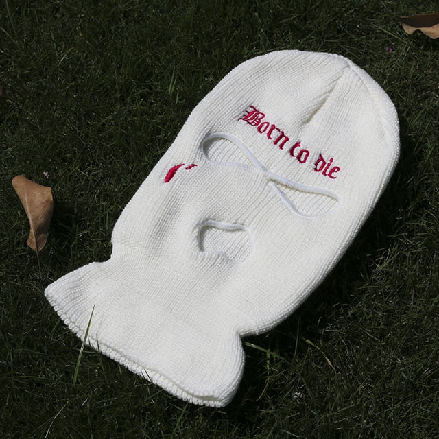 NOT NICE Embroidery Three-hole Balaclava Knit Hat Army Tactical CS Winter Ski Riding Mask Beanie Prom Party Mask Warm Mask