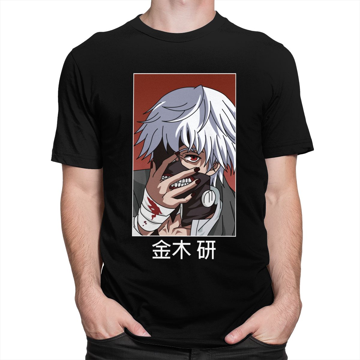 Tokyo Ghoul Ken Kaneki T Shirt for Men Pre-shrunk Cotton Graphic T-shirt O-neck Short Sleeve Japanese Anime Manga Tee Clothing