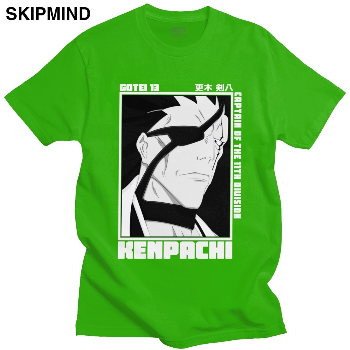Trendy Mens Anime Manga Kenpachi Zaraki T-Shirt Short Sleeve Round-neck Cotton Tshirt Graphic Bleach Tee Shirt Slim Fit Clothes