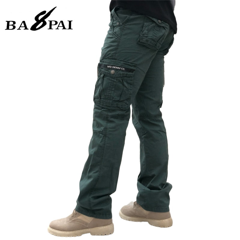 BAPAI Men's Fashion Work Pants Outdoor Wear-resistant Mountaineering Trousers Work Clothes Street Fashion Cargo Pants