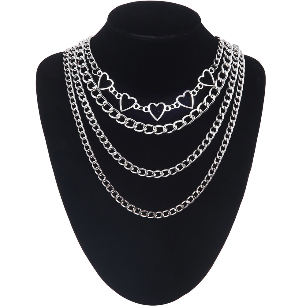 Layered Chain Necklace Cool Lock Goth Accessories Grunge Style Fairy Core Choker 2000s Aesthetic Y2k E Girl Jewelry