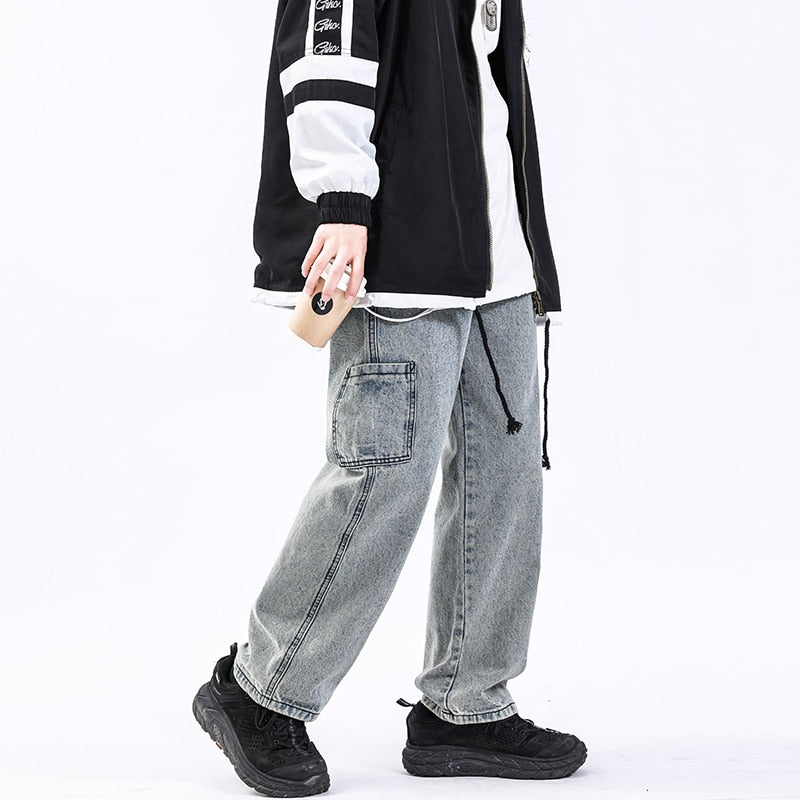LAPPSTER Men Skeleton Oversized Black Jeans Pants 2023 Denim Mens Streetwear Hip Hop Harem Pants High Wasit Denim Pants Overalls