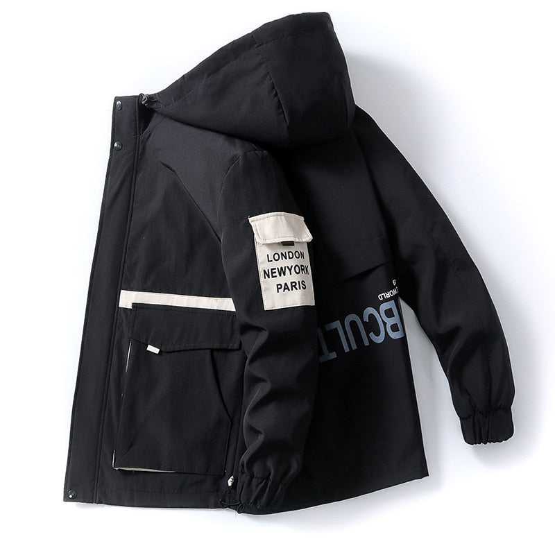 New Trend 2023 Spring Men's Hooded Jackets Casual Street Wear Autumn Thin Cargo Coat Short Windbreaker Youth Hip Hop Top Clothes
