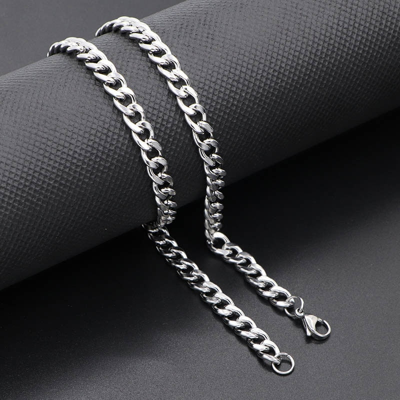 Women Men's Necklace Stainless Steel Curb Cuban Link NK Chain Steel Color Basic Punk Male Choker Jewelry Gifts Free Shipping