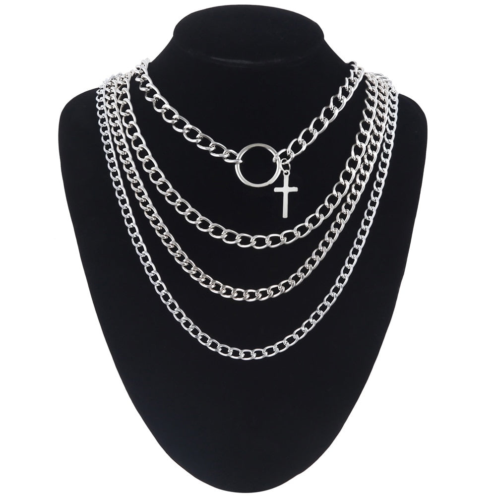 Layered Chain Necklace Cool Lock Goth Accessories Grunge Style Fairy Core Choker 2000s Aesthetic Y2k E Girl Jewelry